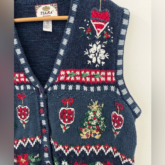 Tiara Festive Blue Sweater Vest - Picture 6 of 11